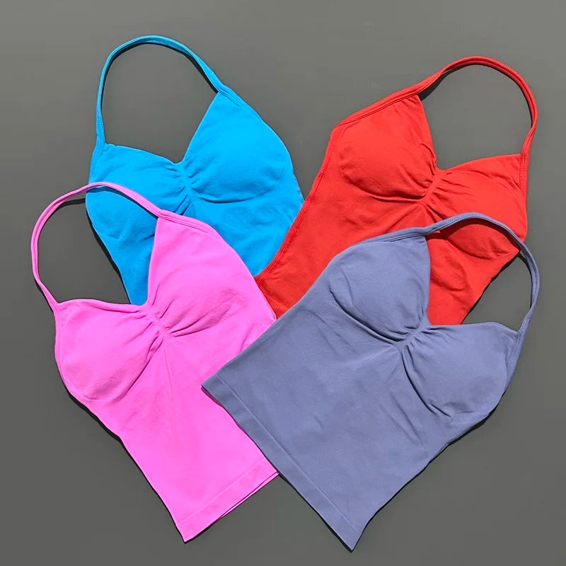 HISTELLO Impact Longline Strappy Top Sports Yoga Vest Women Fitness Tank Top Gym Beautiful Open Back Bra Running Workout Halter