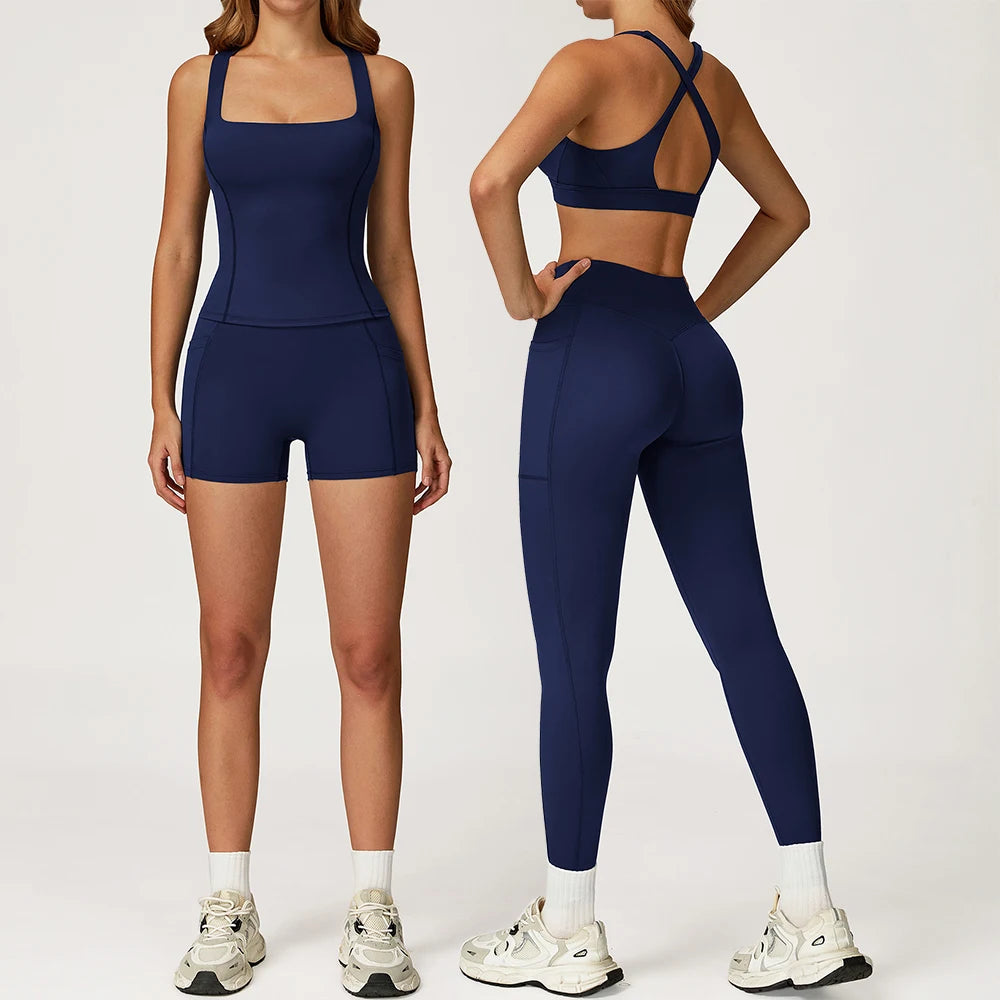 Women Tracksuit Yoga Set 2PCS Gym Workout Clothes for Female Push Up Bra High Waist Leggings Sexy Fitness Sportswear Sports Suit