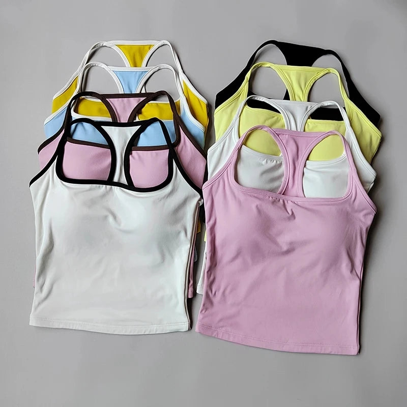 Women's Pilates Tank Top Push-Up Sports Bra Hollow Breathable Fitness Bras Gym Yoga Vest Sexy Running Tops Sportswear